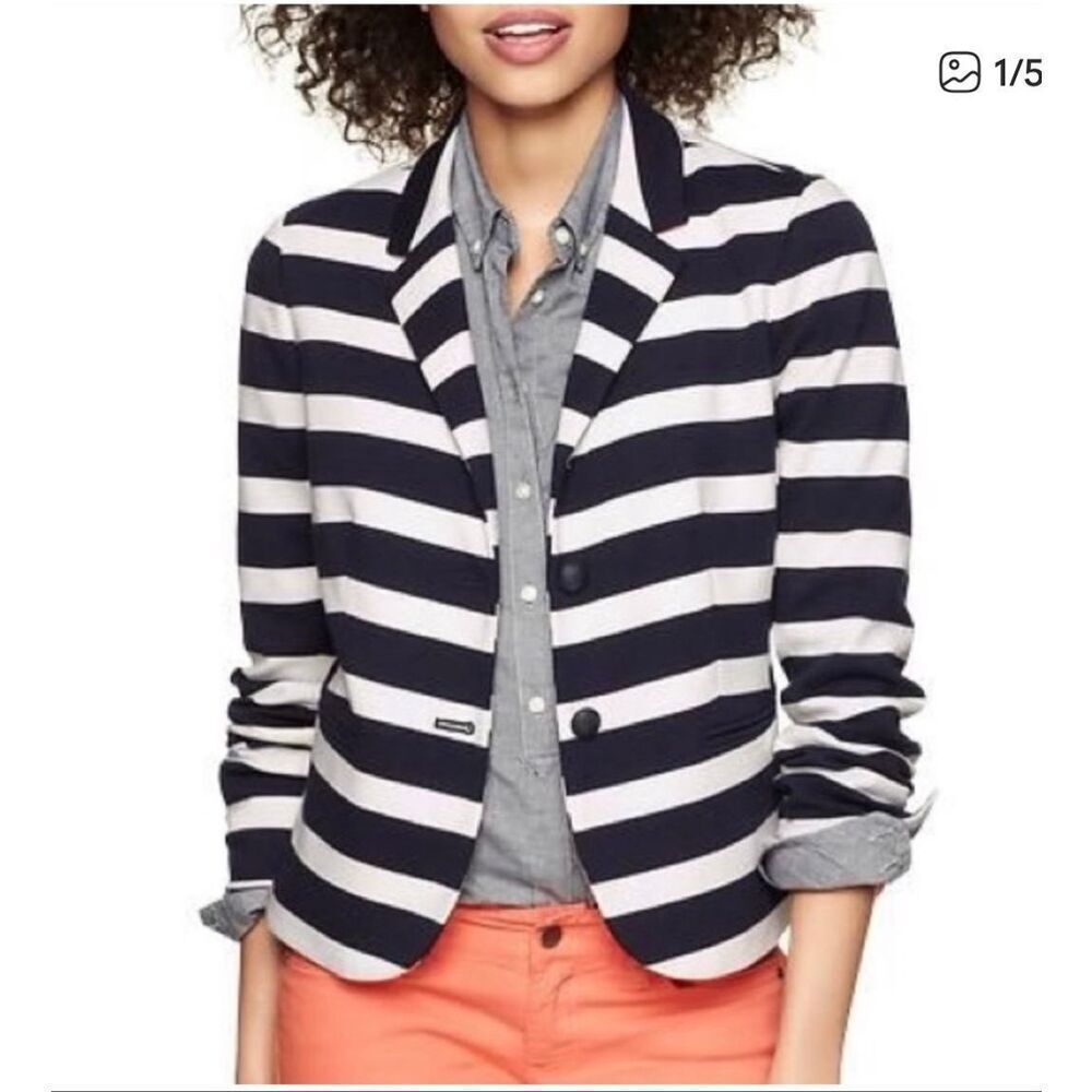GAP The Academy Blazer Black & White Stripe Blazer sz 6 NWOT